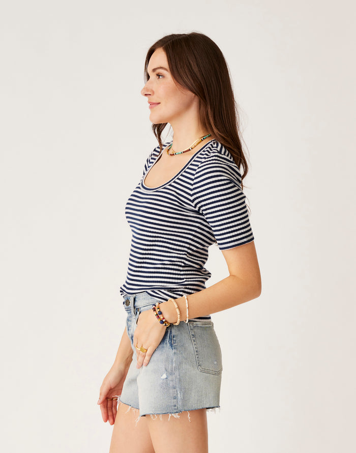 Asher Rib Top: Navy Stripe - FINAL SALE