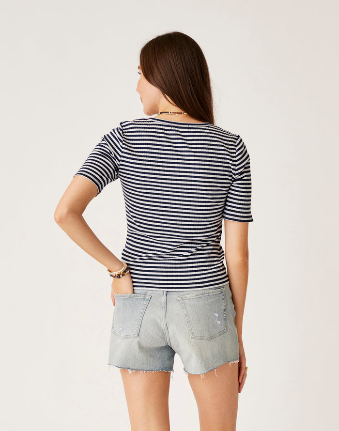 Asher Rib Top: Navy Stripe - FINAL SALE