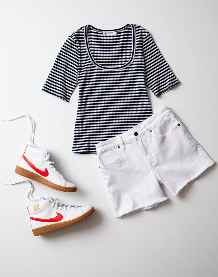 Asher Rib Top: Navy Stripe - FINAL SALE
