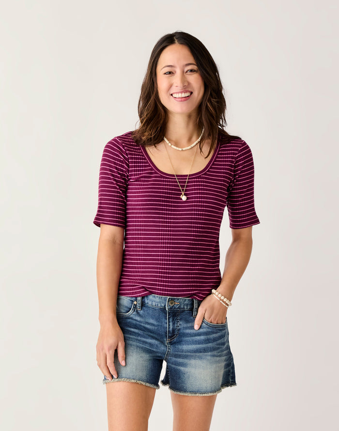 Asher Rib Top: Nirvana Stripe - FINAL SALE