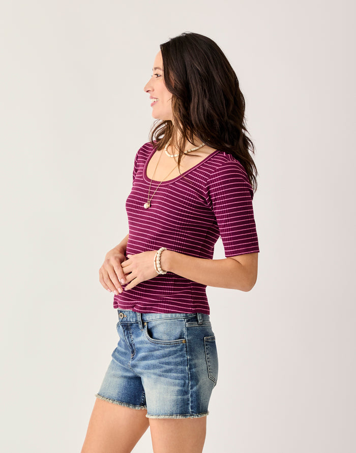 Asher Rib Top: Nirvana Stripe - FINAL SALE