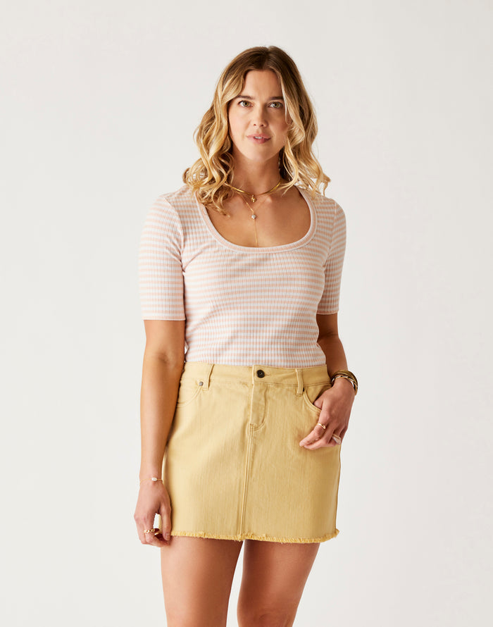 Asher Rib Top: Peach Stripe - FINAL SALE