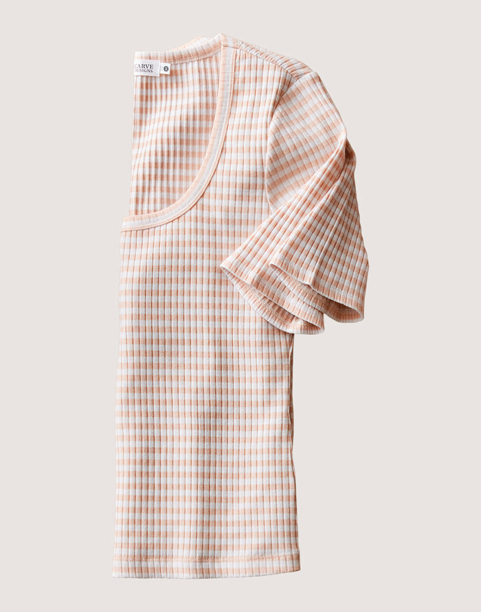 Asher Rib Top: Peach Stripe - FINAL SALE