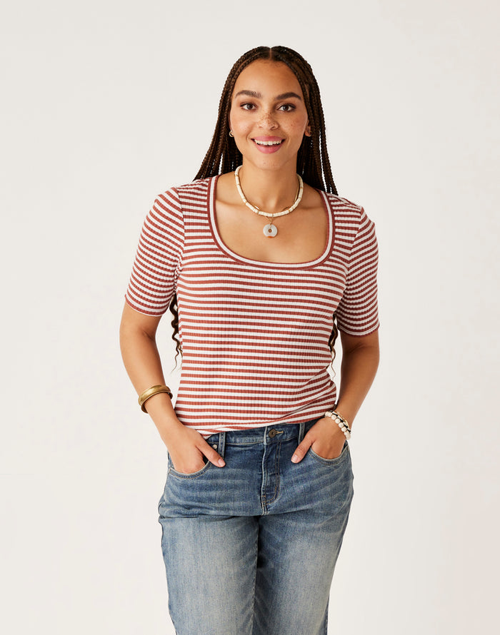 Asher Rib Top: Penny Stripe - FINAL SALE