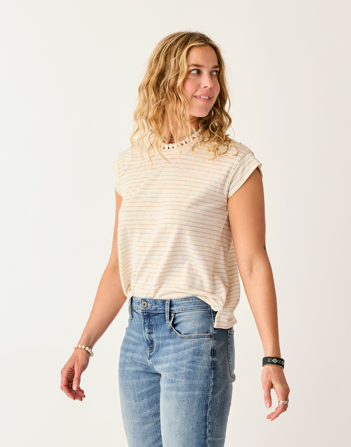 Astrid Hemp Tee: Birch Stripe - FINAL SALE