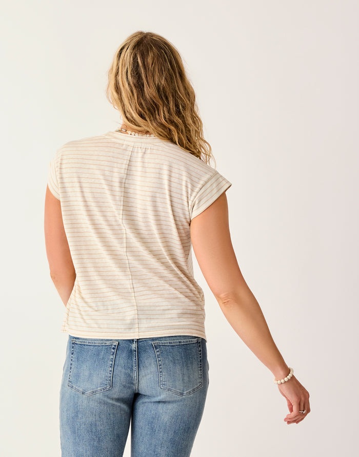 Astrid Hemp Tee: Birch Stripe - FINAL SALE