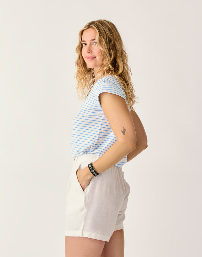 Astrid Hemp Tee: Cloud Stripe - FINAL SALE