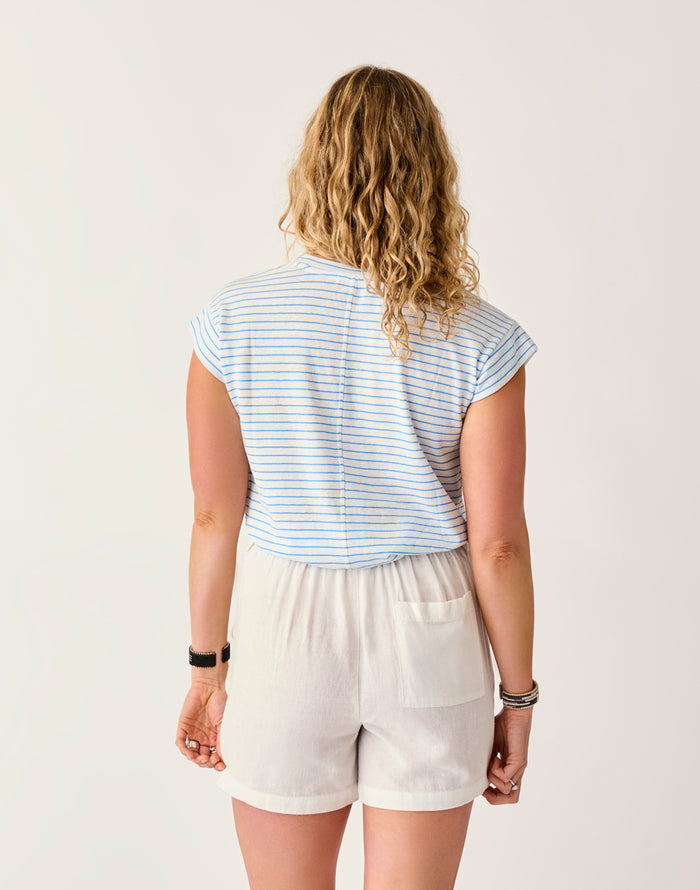 Astrid Hemp Tee: Cloud Stripe - FINAL SALE