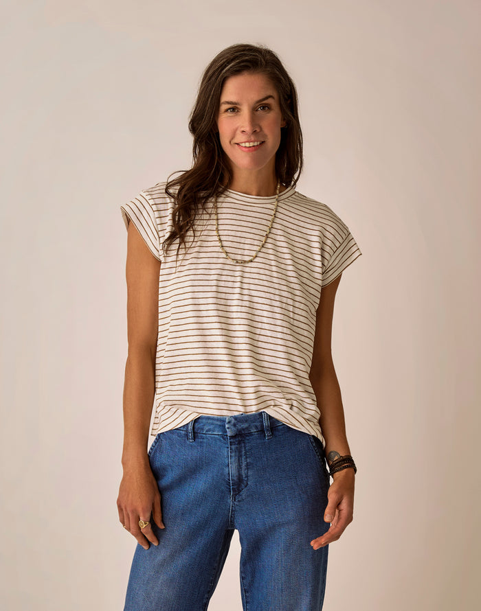 Astrid Hemp Tee: Golden Stripe