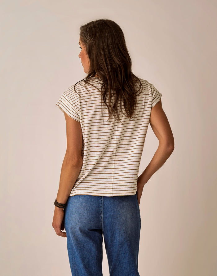 Astrid Hemp Tee: Golden Stripe