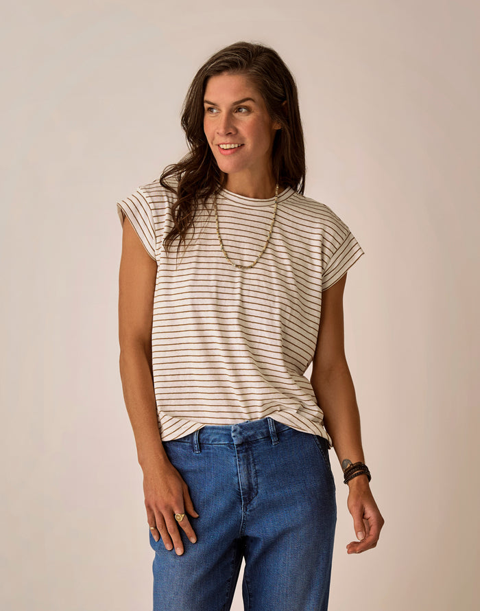 Astrid Hemp Tee: Golden Stripe
