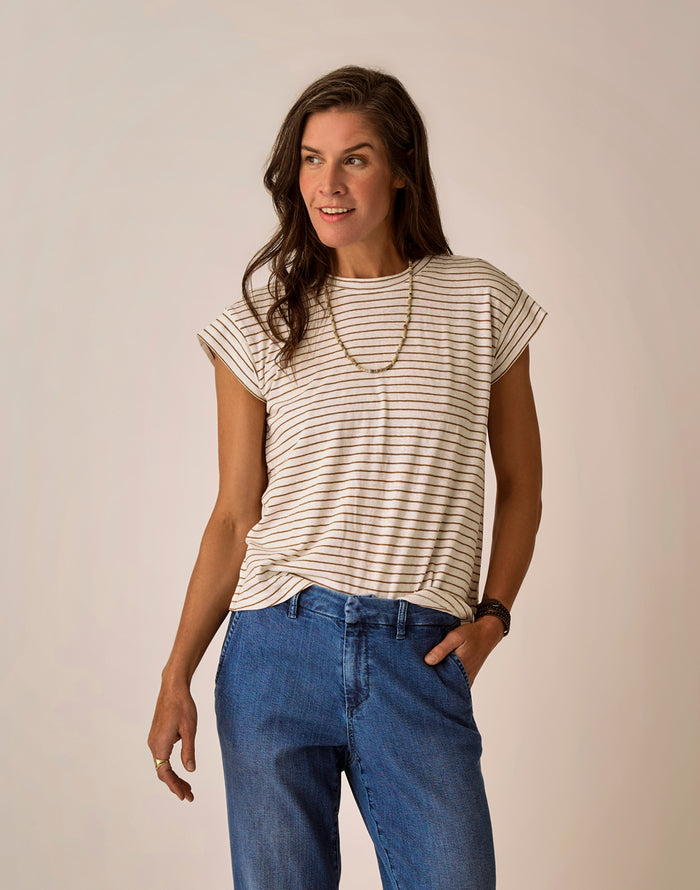 Astrid Hemp Tee: Golden Stripe