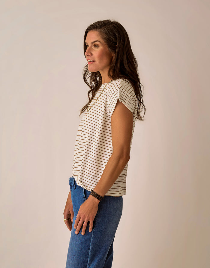 Astrid Hemp Tee: Golden Stripe