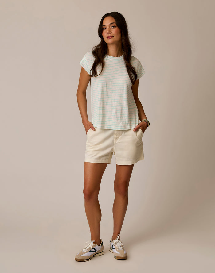 Astrid Hemp Tee: Lt. Aqua Stripe