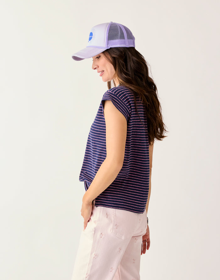 Astrid Hemp Tee: Navy Stripe - FINAL SALE