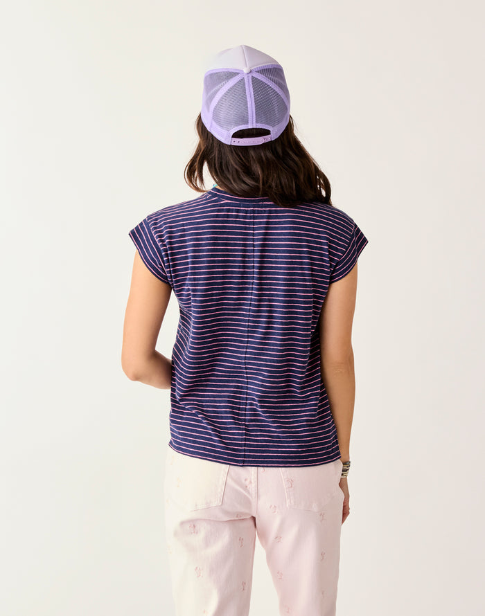 Astrid Hemp Tee: Navy Stripe - FINAL SALE