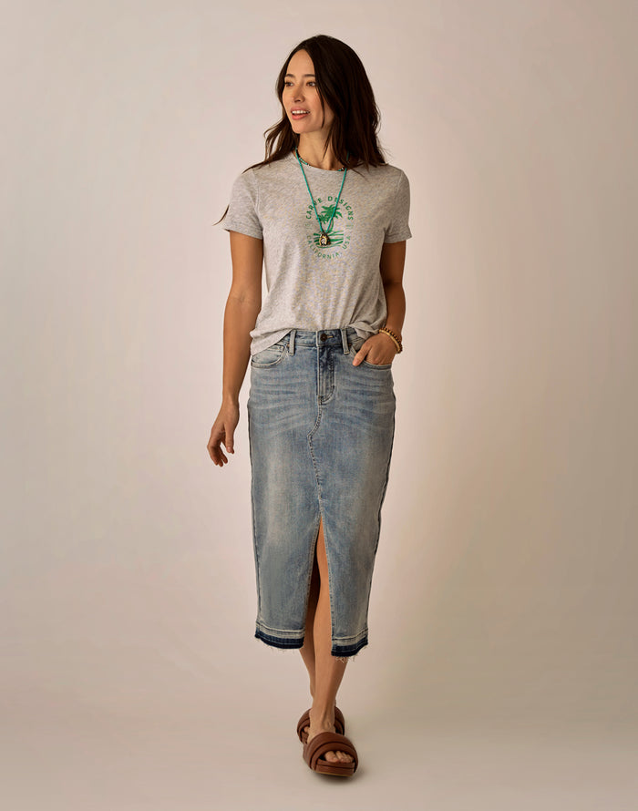 Atlas Denim Skirt: Beach Blue