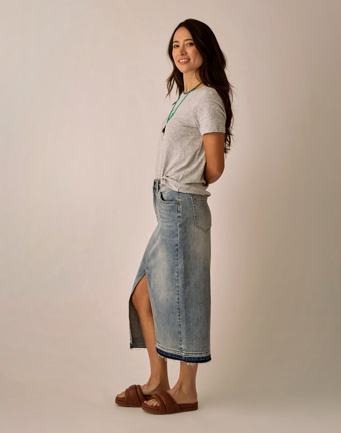 Atlas Denim Skirt: Beach Blue