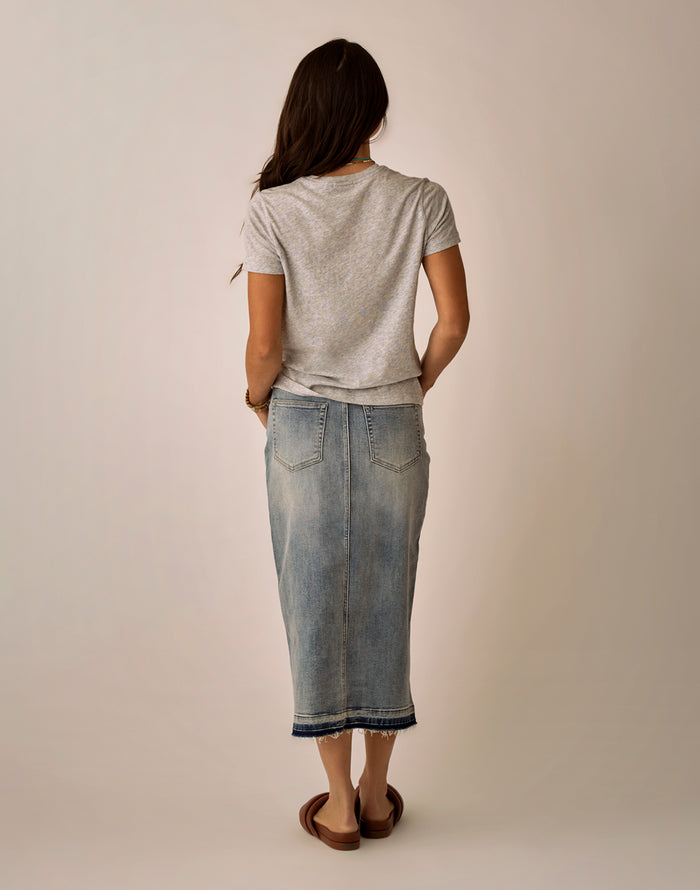 Atlas Denim Skirt: Beach Blue