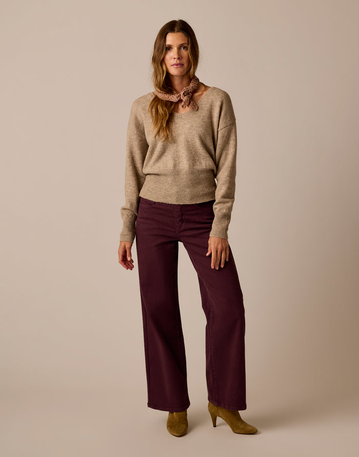Audrey Wide Leg: Dark Plum