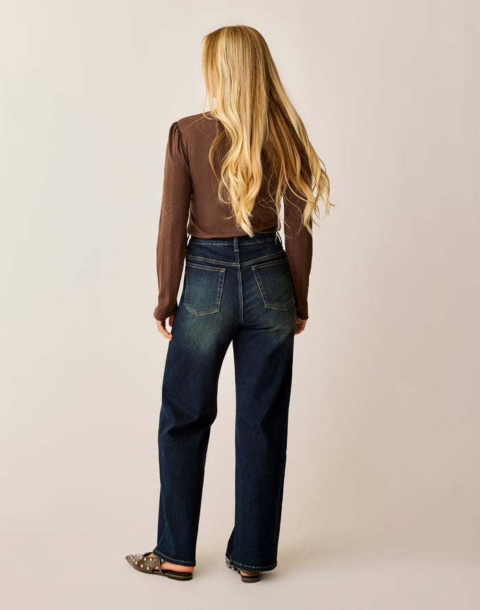 Audrey Wide Leg: Dark Rinse