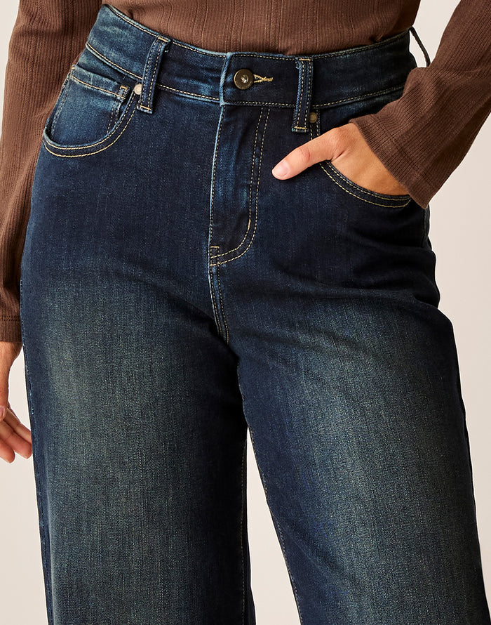 Audrey Wide Leg: Dark Rinse