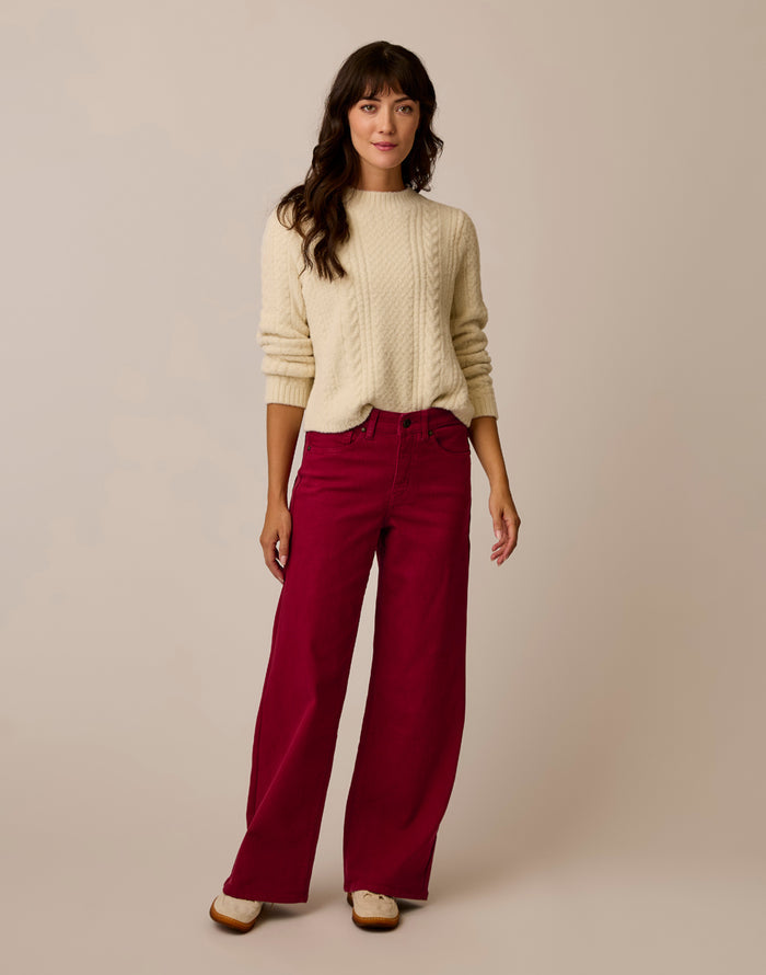 Audrey Wide Leg: Deep Rouge