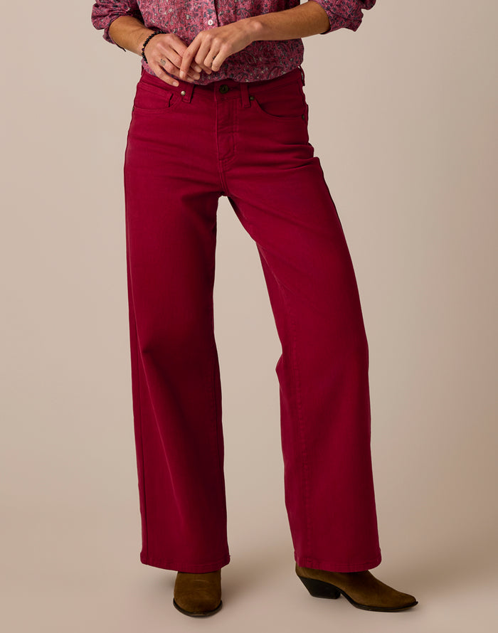 Audrey Wide Leg: Deep Rouge