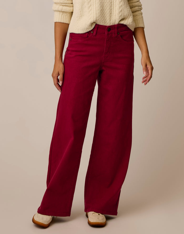Audrey Wide Leg: Deep Rouge