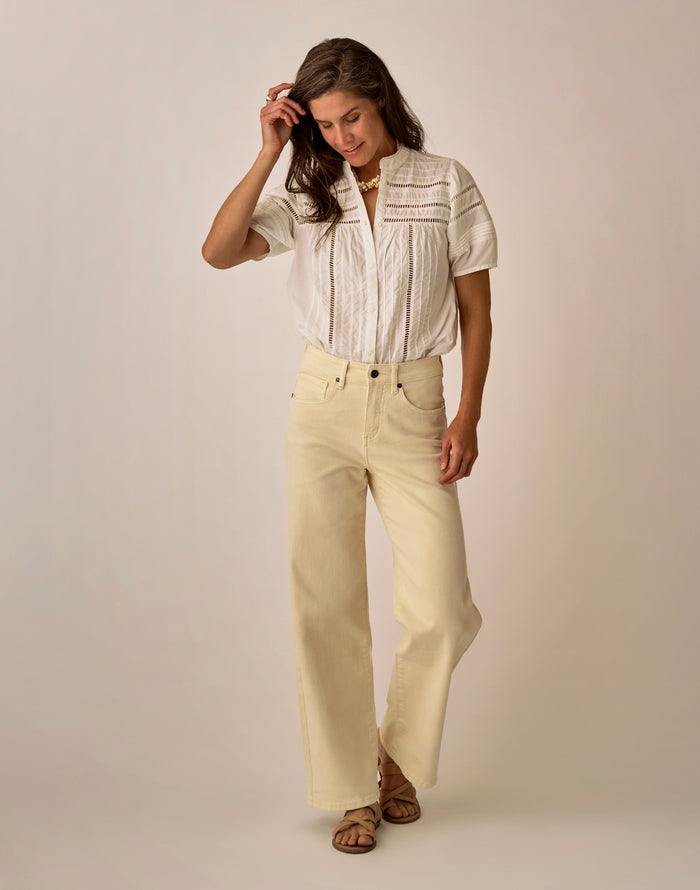 Audrey Wide Leg: Ecru