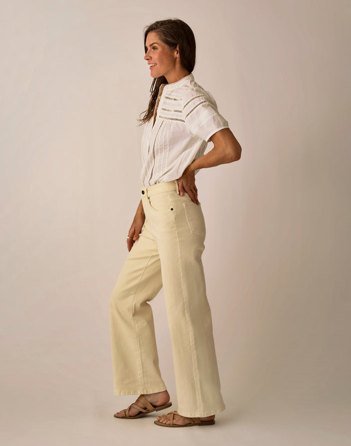 Audrey Wide Leg: Ecru