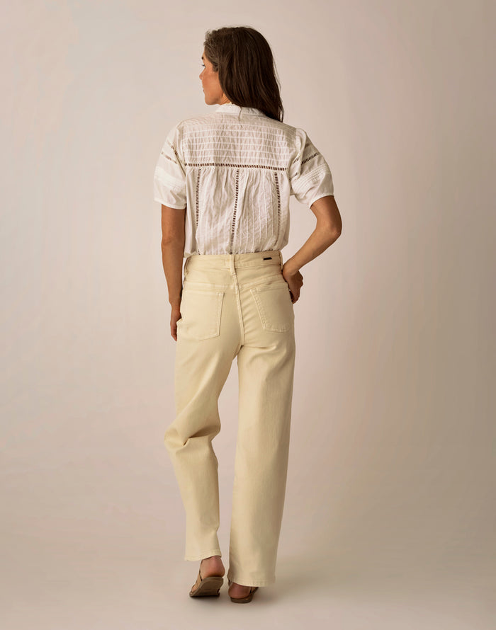 Audrey Wide Leg: Ecru