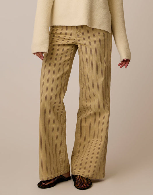 Audrey Wide Leg: Rose Taupe Stripe