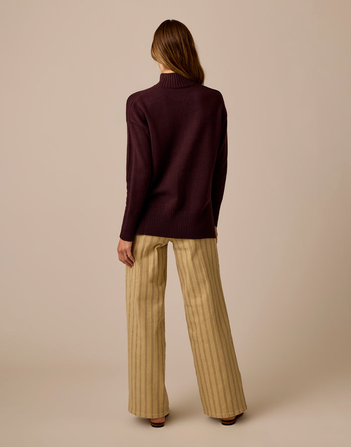 Audrey Wide Leg: Rose Taupe Stripe