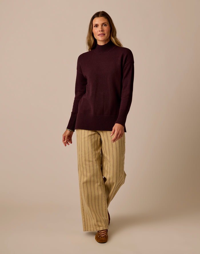 Audrey Wide Leg: Rose Taupe Stripe