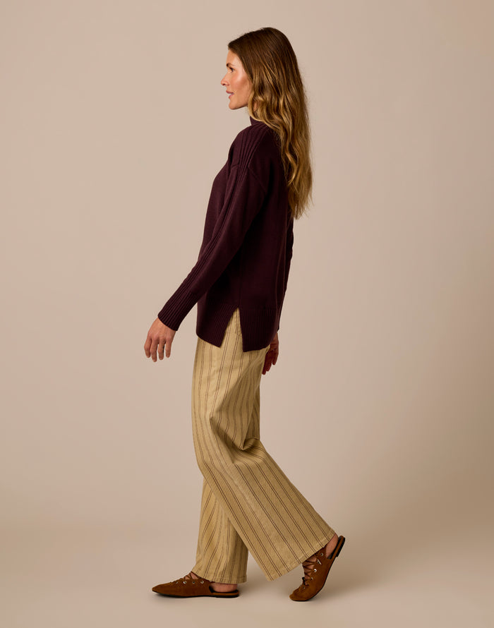 Audrey Wide Leg: Rose Taupe Stripe
