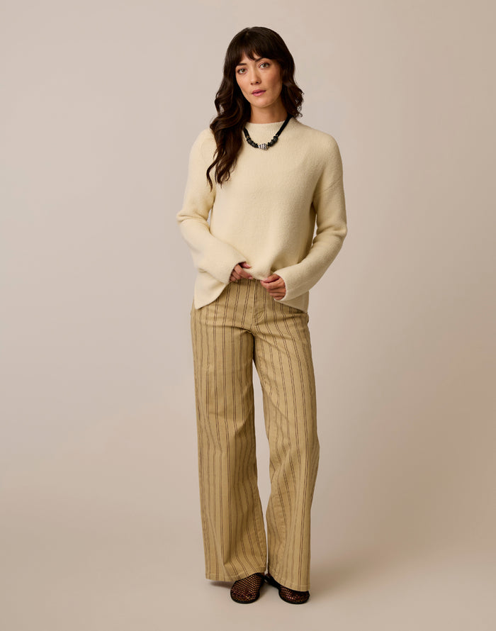 Audrey Wide Leg: Rose Taupe Stripe