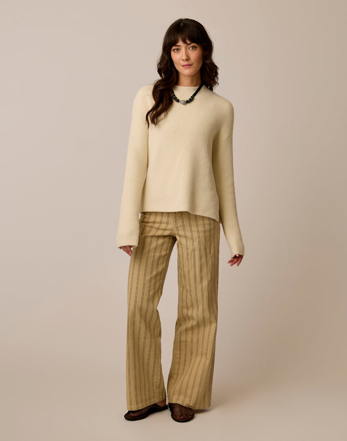 Audrey Wide Leg: Rose Taupe Stripe