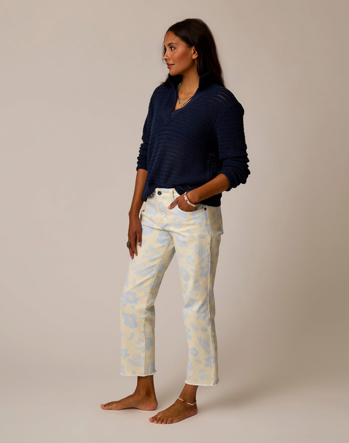 Austin Crop Jean: Ecru Kokomo