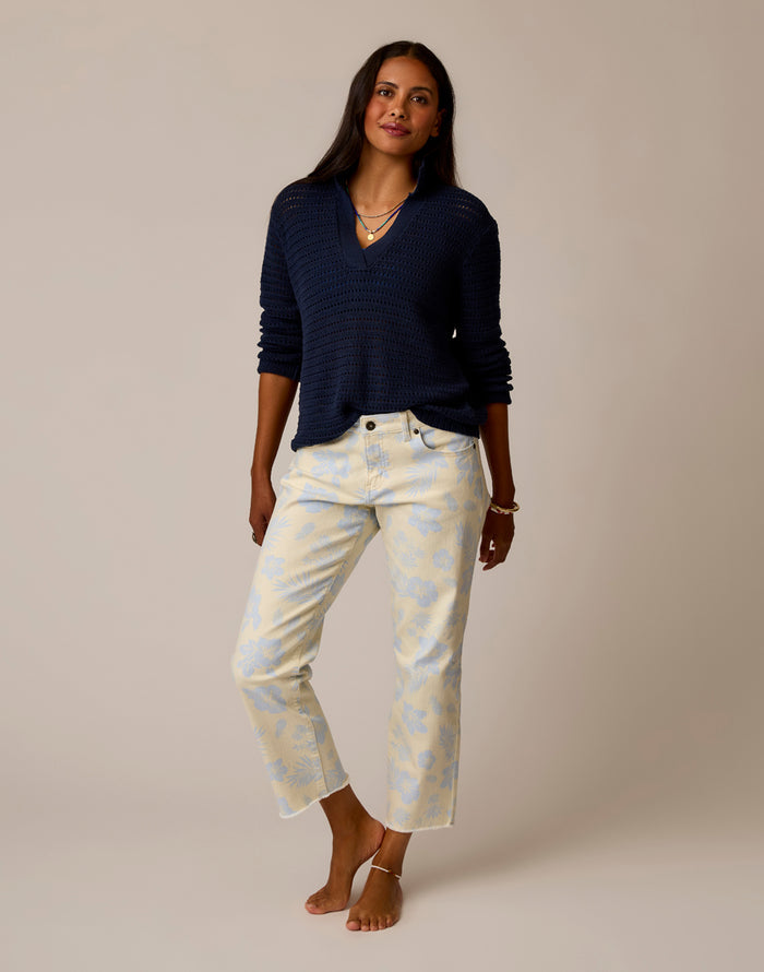 Austin Crop Jean: Ecru Kokomo