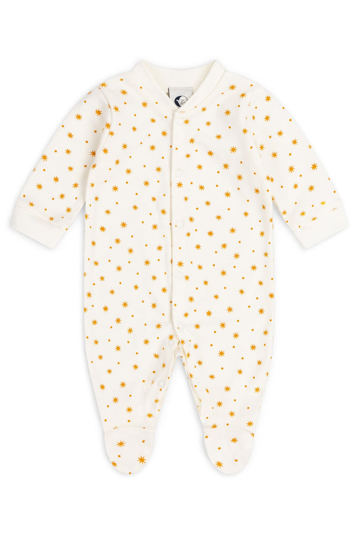 BABY SLEEPSUIT | CARAMEL STAR & DOT