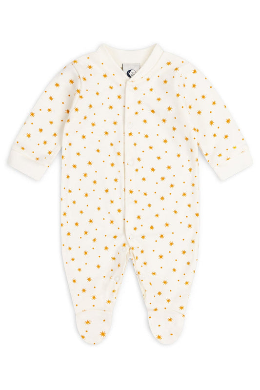 BABY SLEEPSUIT | CARAMEL STAR & DOT
