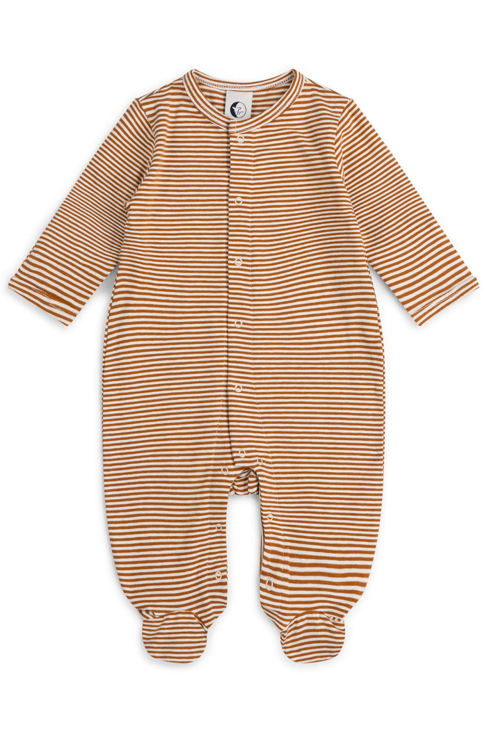 BABY SLEEPSUIT | CHESTNUT STRIPE