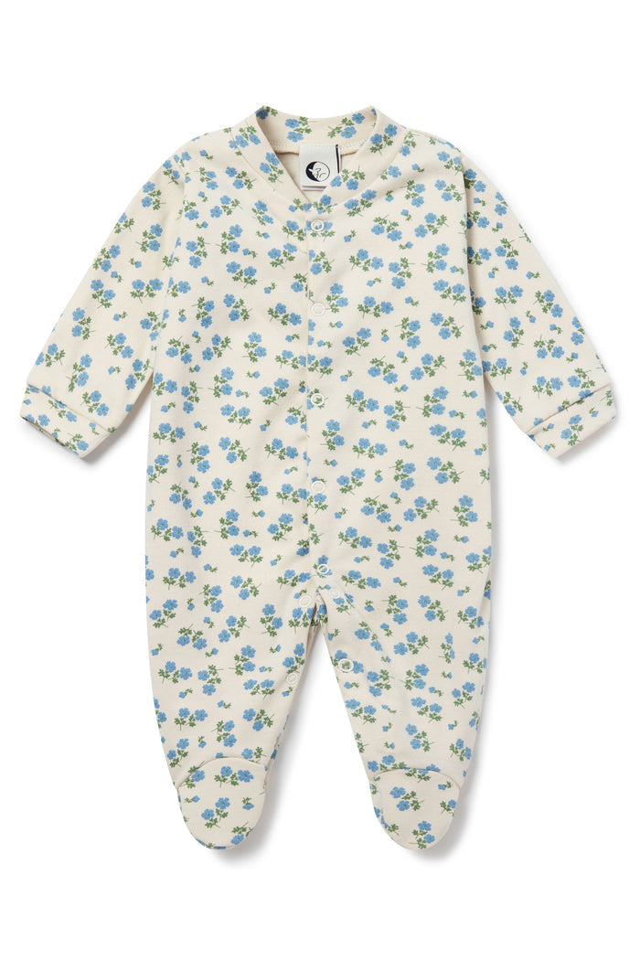 BABY SLEEPSUIT | TEA FLORAL BLUE