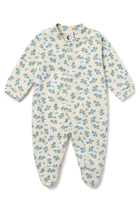 BABY SLEEPSUIT | TEA FLORAL BLUE