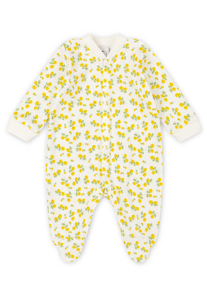 BABY SLEEPSUIT | TEA FLORAL YELLOW