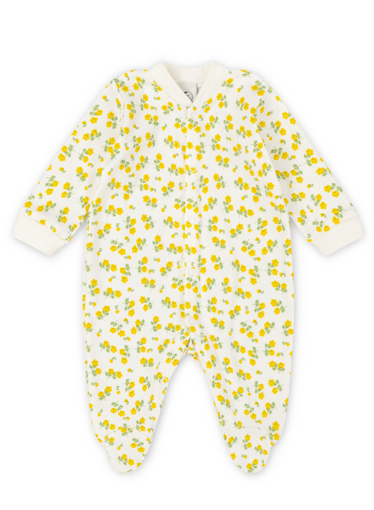 BABY SLEEPSUIT | TEA FLORAL YELLOW