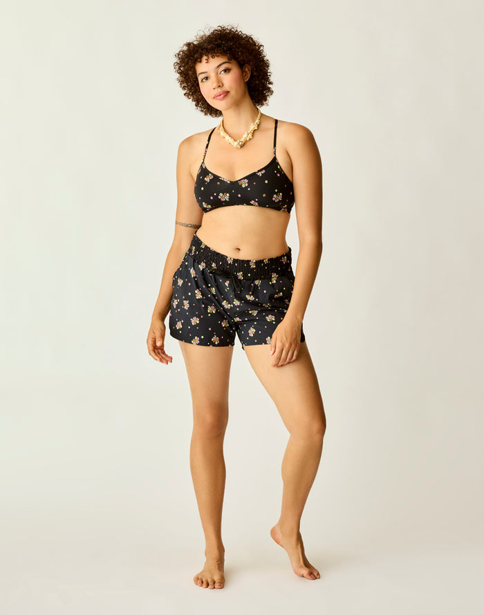 Bali Short: Black Floret - FINAL SALE