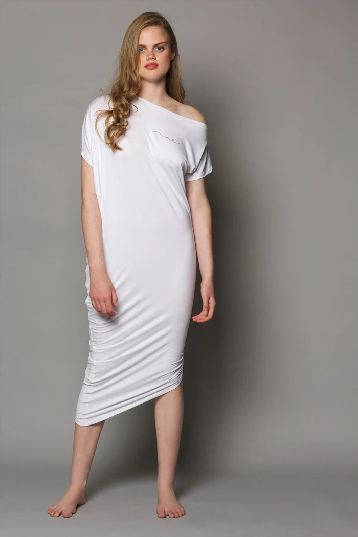 Bamboo Off The Shoulder Dress | White