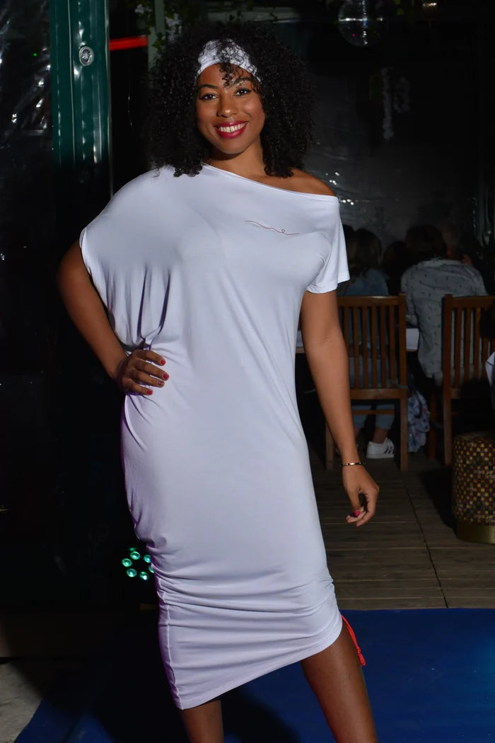 Bamboo Off The Shoulder Dress | White